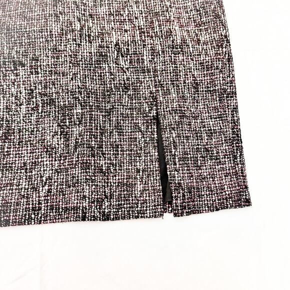 Rebecca Taylor Tweed Black/Pink Pencil Skirt Front Slit Back Zipper Size 10 MINT - Picture 2 of 7
